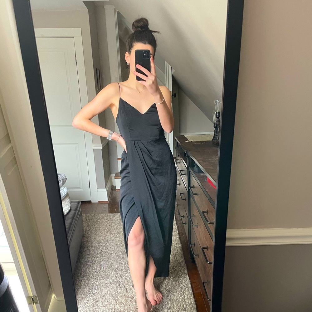 Express Black Tulip Satin Dress (S)